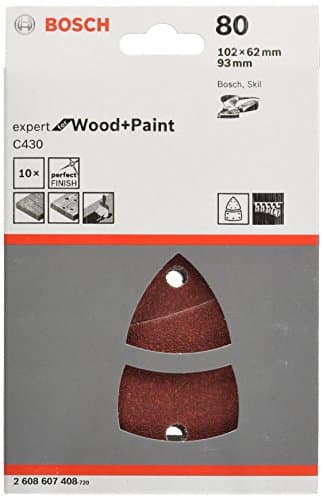 Image of Bosch 10-piece C430 Sanding Sheet Set 'Expert for Wood' (Wood and Veneer, 102 x 62, 93 mm, Grit 80, Accessories for Multi Sanders)