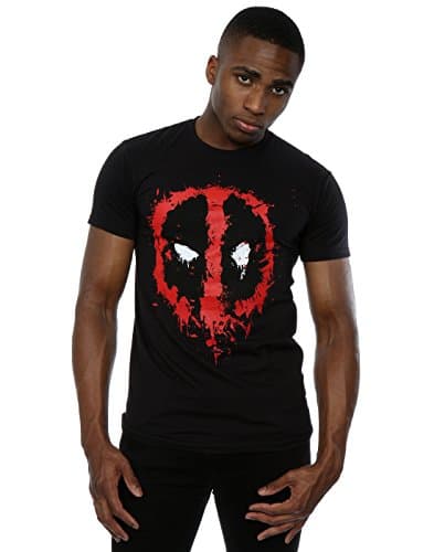 Image of Marvel Men's Deadpool Splat Face T-Shirt, Black, Large