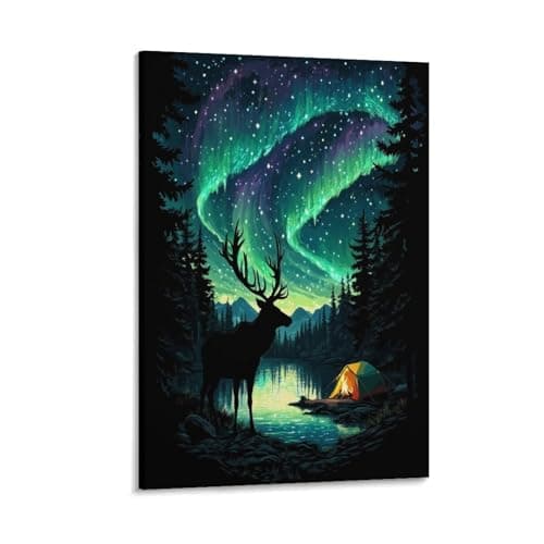Image of VFKLZCNYR Northern Lights 3D Framed Modern Artwork Abstract Oil Paintings on Canvas Wall Art Ready to Hang for Living Room Bedroom Home Decorations Wall Decor 16x24inch(40x60cm)