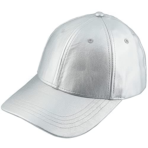 Image of KYEYGWO Unisex Baseball Cap, Adjustable PU Leather Corduroy Sun Protection Sport Hat, Silver