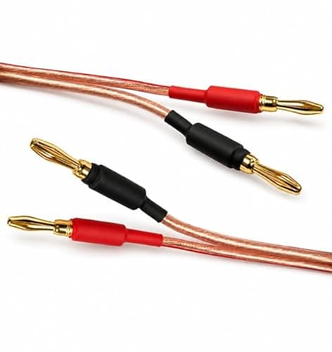 Image of electrosmart 2m Speaker Cable with Fitted 4mm Banana Plug Connectors 14 AWG Transparent Wire