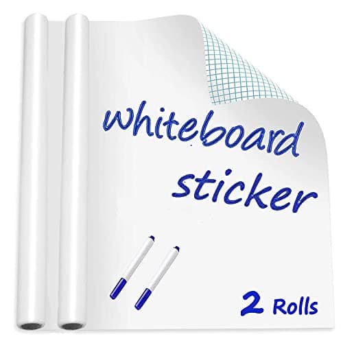 Image of Whiteboard Paper Sticker Roll 44 x 200cm (17.3" X 78.7") DIY Self-Adhesive Dry Erase Paper Film Chalkboard Wallpaper for Home Office School Memo 2 Rolls