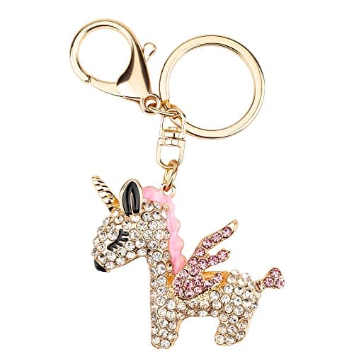 Image of Unicorn Keyrings for Girls,Crystal Rhinestone Keychains,Rainbow Unicorn Keyring,Bling Keyring,Rhinestone Handbag Purse Charm Pendant Birthday Gift for Girls Women