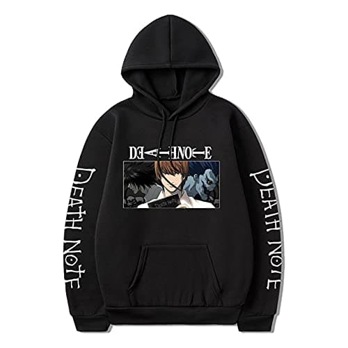 Image of Anime Death Note Hoodie Yagami Light Hoodie Cosplay Costume Sweater Long Sleeve Pullover Sweatshirt for Men Women Black