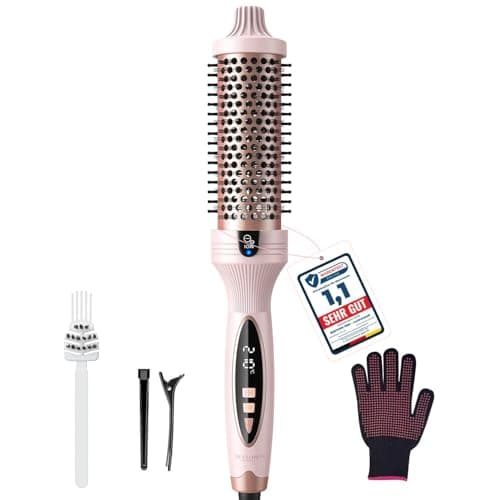 Image of 38mm Thermal Brush BRSTOPE PRO, Ionic Blowout Brush, 9 Temps Settings, Heated Hot Round Brush for Hair Straightening and Curling 2 in 1, Pink