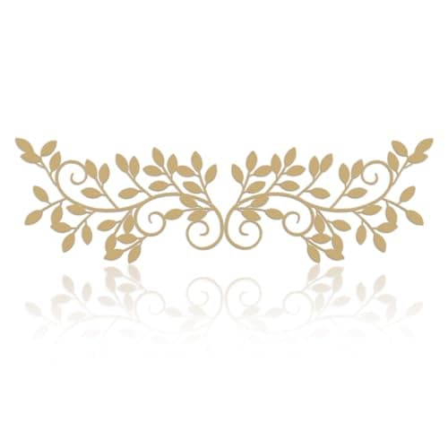 Image of ESTART Metal Tree Leaf Wall Decor, 2 Pcs Vine Olive Branch Leaf Wall Art Ornament Iron Scroll Sculptures for above Door, Living Room, Bathroom, Hallway, Office, Indoor and Outdoor Decoration (Gold)