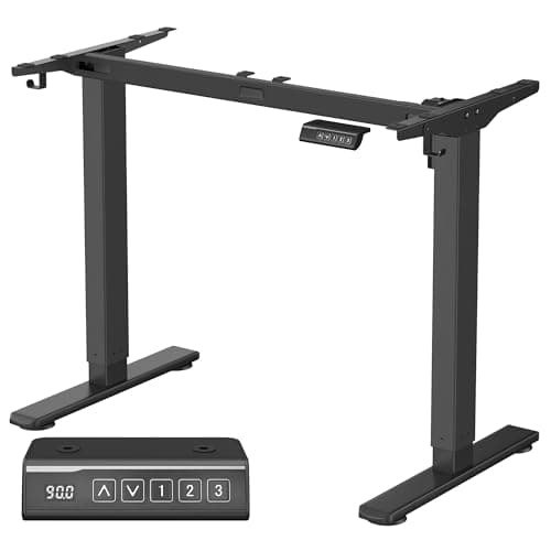 Image of VASAGLE Standing Desk Frame, No Desktop, Electric Height Adjustable Standing Desk Legs, Stand Up Table Frame with 2 Hooks, 3 Memory Heights, Ink Black LSD021B02