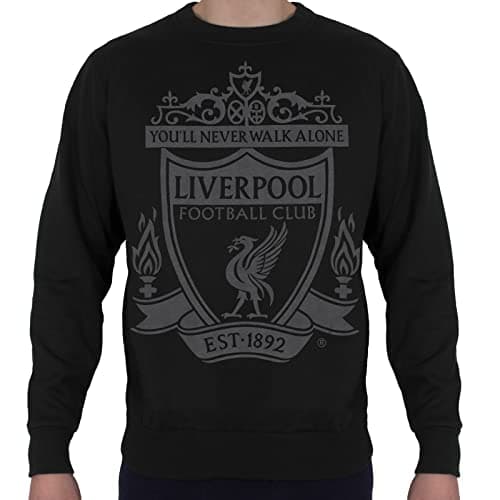 Image of Liverpool FC Official Football Gift Mens Crest Sweatshirt Top Black Large