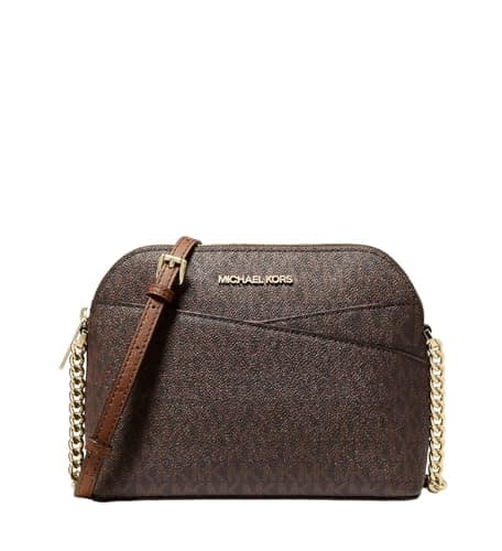 Image of Michael Kors Jet Set Medium Crossbody Leather Handbag (BROWN)