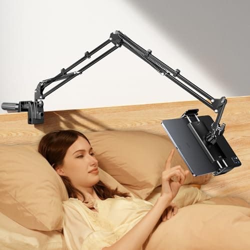 Image of TRYONE Tablet Holder Stand for Bed, 360° Flexible &Adjustable Mount Clamp Desk for iPad, for Kindle, for Samsung, Swith All 4.7-16.1" Screen Devices