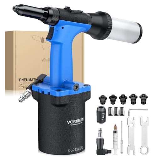 Image of VORXEON Pneumatic Riveter Kit, Heavy Duty Air Rivet Gun for 2.4mm, 3.2mm, 4mm, 4.8mm,6.4mm Rivets, Professional Pop Riveter Tool for Car Repair, Self-Suction Design