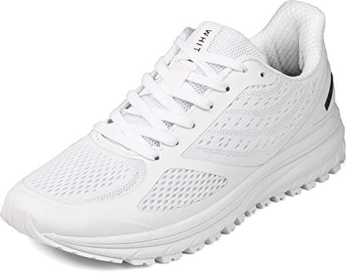 Image of WHITIN Lace ups Mens Running Shoes Walking Trainers Size 7 UK Male Lightweight Training Athletic Fitness Gym Sport Fashion Casual Sneakers All White EU 41