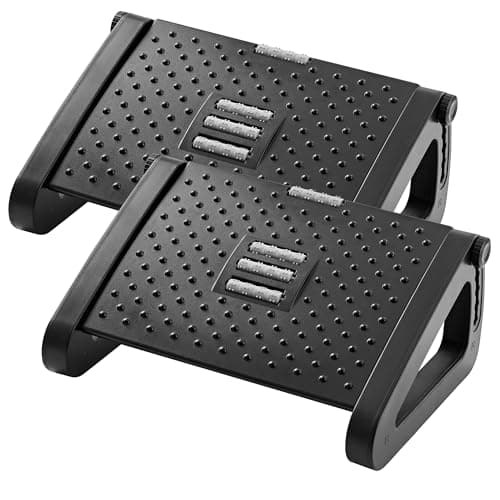 Image of HEETA Foot Rest, Adjustable Height Under Desk Foot Rest Ergonomic Foot Stool with Massager Function for Offie and Home, Easy to Assemble, Pressure Relief, 2 Pack