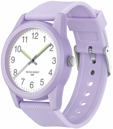 Image of SOCICO Kids Analog Watches for Boys Girls 50M Waterproof Watches Learning Time Children Watch Easy to Read for Ages 3-12 Kids Birthday, Christmas Day, Children's Day Gifts (Purple)