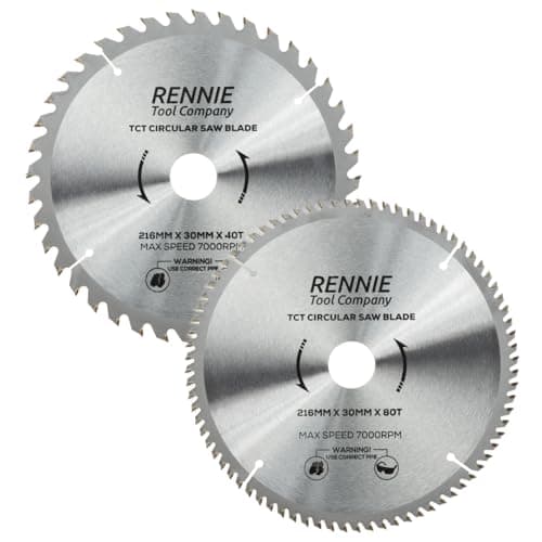 Image of (Pack Of 2) 216mm x 30mm Bore x 40T & 80T TCT Circular Wood Saw Blade Fits Festool Bosch Makita Dewalt Circular Saws Etc. Comes with 25mm 20mm & 16mm Reduction Rings. Circular Saw Blades