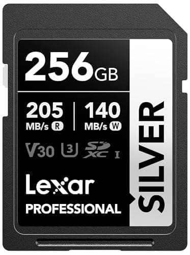 Image of Lexar 256GB SD Card SILVER, Up to 205MB/s Read, 140MB/s Write, SDXC UHS-I Memory Card, Class 10, U3, V30, SD Card for Professional Photographers, Videographers, Enthusiasts