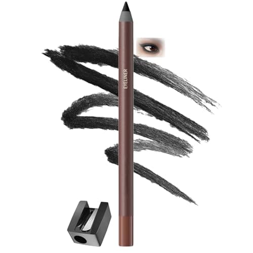 Image of Waterproof Black Eyeliner Pencil With Sharpener For Smudge-Proof Long-Lasting Wear - Creamy Smooth Glide Defines Precise Lines And Winged Looks On Mature Eyes, Intense Matte Finish