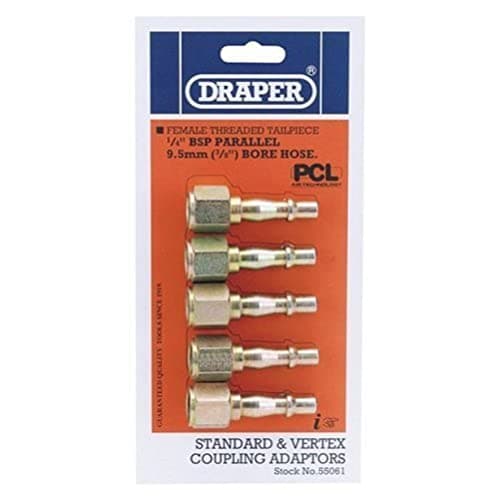 Image of Draper 55061 PCL Coupling Screw Adaptor, 1/4" Female Thread, Pack of 5 , Blue