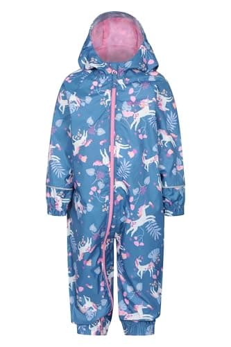 Image of Mountain Warehouse Toddler Puddle Printed Kids Waterproof Rain Suit All in One, Hooded, Outdoor Taped Seams Suit, Breathable & Lightweight Dusky Purple (Printed) Baby Size 12-18 Months