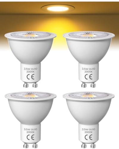 Image of Lamptobe 4-Pack GU10 Spotlights Bulbs Yellow Warm 2000K, 3.5W Equivalent to 50W, 36° Wide Beam, Non-Dimmable, No Flickering, AC 220V, GU10 LED Bulb 2 Pin for Mood Lighting & Decorative Spaces