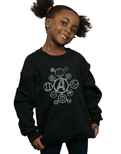 Image of Marvel Girls Avengers Infinity War Distressed Metal Icons Sweatshirt Black 7-8 Years