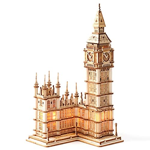 Image of ROBOTIME 3D Puzzle Big Ben Wooden Model Kits for Adult to Build Your Own Laser Cut Jigsaw Building Construction Crafts Kits Best Birthday Gifts