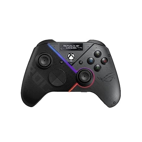 Image of ASUS ROG Raikiri Pro OLED display, tri-mode connectivity, remappable buttons&triggers, 4 rear buttons, step&linear triggers, adjustable joystick sensitivity, 3.5mm jack with ESS DAC, for PC and Xbox