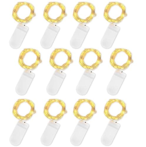 Image of Jsdoin Fairy Lights, 12 Pack 2m 20 Led Battery Operated String Lights Copper Wire Light for Indoor Outdoor Lighting, Bedroom, Wedding Decor, Party, Christmas, Tree Decoration (Warm White)