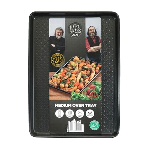 Image of Hairy Bikers Bakeware, Medium Oven Tray, Non-Stick Coating, PFOA Free, Oven Safe, Dishwasher Safe, Freezer Safe, Black