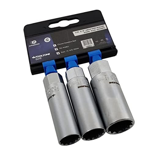 Image of Dunnet Tools 3pc Spark Plug Socket Set 14mm 16mm 18mm Sockets Tools Metric 3/8" Deep Socket Set Spark Plug Removal Tool Heavy Duty Professional Mechanic Tools With Rubber Inserts Tools Set Mechanic