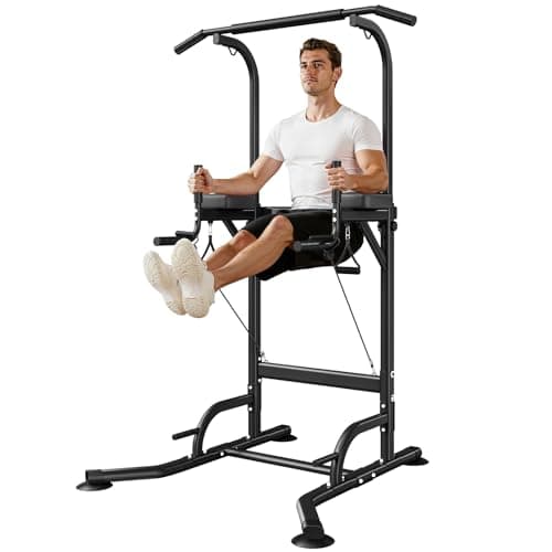 Image of Dskeuzeew Power Tower Dip Station Pull Up Bar, Adjustable Height Multi-Function Power Tower, Push Up Workout Abdominal Exercise for Home Gym Strength Training Fitness Workout Equipment