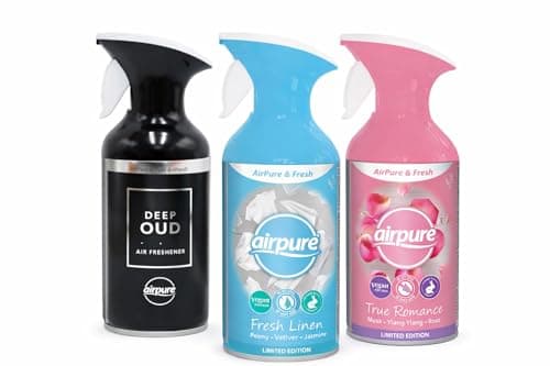 Image of Airpure & Fresh Trigger Spray 250ML | Room & Fabric Freshener Spray | Long-Lasting Home Fragrance | Deep Oud, Fresh Linen & True Romance