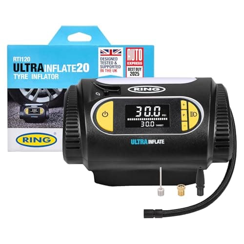Image of RING ULTRAINFLATE 20 Digital Tyre Inflator Air Compressor - Featuring Auto-Stop & Progress Meter - Compact, Reliable & User-Friendly Tyre Pressure Solution