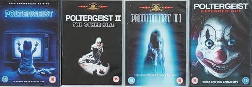 Image of POLTERGEIST 1-4 COMPLETE COLLECTION / 1. POLTERGEIST (STEVEN SPIELBERG) / 2. II - THE OTHER SIDE / 3. III - THEY'RE BACK...AGAIN / 4. 2015 REMAKE - EXTENDED CUT = ULTIMATE 4x DVD UK SET