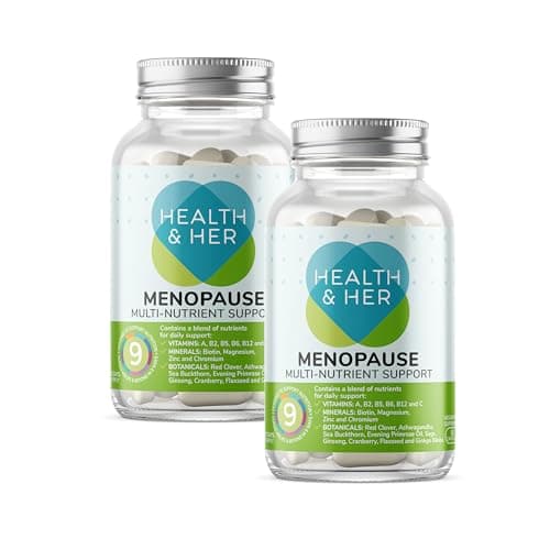 Image of Health & Her Menopause Supplement, 9-in-1 Daily Multivitamin for Women with Ashwagandha & Red Clover, Vegan & Gluten Free, 60-Day Supply, 120 Capsules
