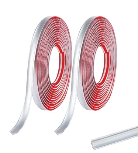 Image of 10M(5M*2 Rolls) Silver PVC Quadrant Trim,Flexible Laminate Beading Self Adhesive Plastic Wall Corner Edging Strip for Worktop Ceiling Floor,Caulk Moulding Skirting Board Trim(12mm*6mm)