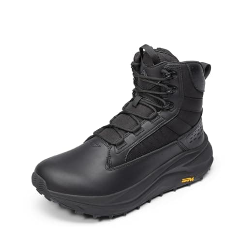 Image of NORTIV 8 Men's Wide Toe Box Work Military Tactical Boots Barefoot Hiking Low Drop Leather Side Zipper Motorcycle Combat Boots Pikes,Size 13,Black,SNMT25001M