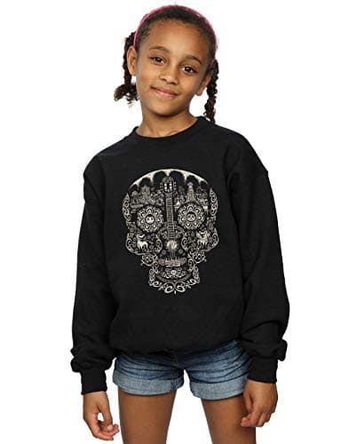 Image of Disney Girls Coco Skull Mono Pattern Sweatshirt Black 7-8 Years