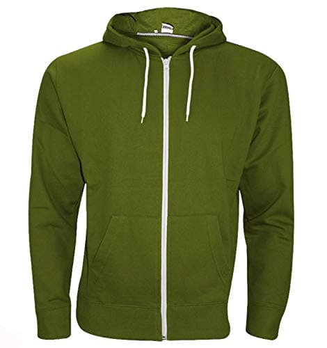 Image of Indigo Soul Mens Plain Fleece Zip UP Hoody Jacket Sweatshirt Hooded Hoodie Top Zipper Plus (M, Khaki/Olive Green)