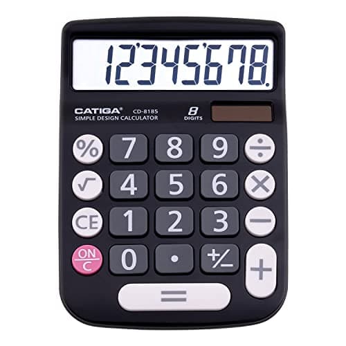 Image of CATIGA Desktop Calculator 8 Digit with Solar Power and LCD Display, Big Buttons, for Home, Office, School, Class and Business, 4 Function Small Basic Calculators for Desk, CD-8185