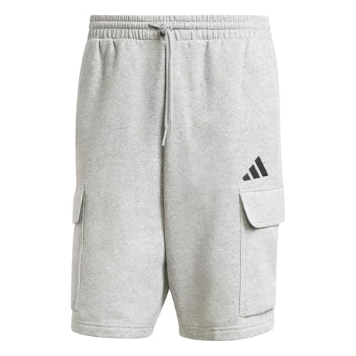 Image of adidas Men's Essentials FEELCOZY Fleece Cargo Short, Medium Grey Heather/Black, M