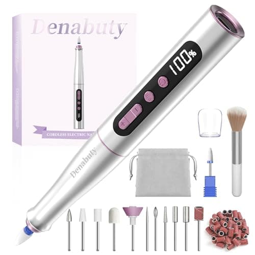 Image of Denabuty Cordless Electric Nail Drill Machine, 13 in 1 Nail File Kit 35000RPM Professional Portable Rechargeable E File for Acrylic Polish Gel Removal Manicure Pedicure Set with 5 Speeds DN-2402