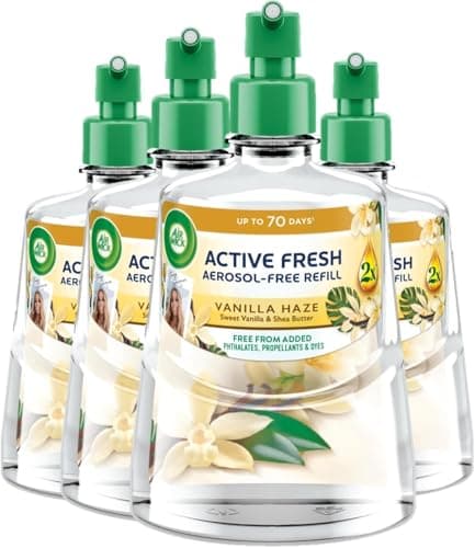 Image of Air Wick Aerosol-Free Automatic Air Freshener Spray | Sweet Vanilla & Shea Butter | 4 Refills | 24x7 Active Fresh Odour Neutraliser | Lasts Up to 3x70 Days