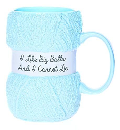 Image of Boxer Gifts Funny Knitting Gift Mug – I Like Big Balls - For Women Or Man - Mugs Hold 12oz of Tea or Coffee - Cool Knit Accessories, Blue