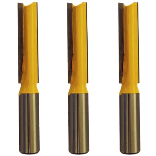 Image of Rennie Tools - 3pcs 1/2" Cutting Diameter x 1/2" Shank x 50mm Flute Extra Long TCT Tipped 2 Flute Straight Router Kitchen Worktop Cutter Bit. Compatible With Makita Bosch Trend Katsu Dewalt Router Etc