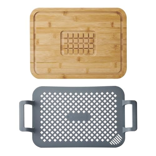 Image of MasterClass 2 Piece Roast and Rest Set with Handles, Innovative Silicone Roasting Rack with Resting Board to Carve and Serve Heat Resistant, Non-Toxic Silicone, Fits Into Baking Tray from 50-40cm