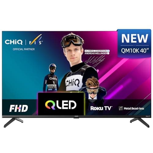 Image of CHiQ L40QM10K 40 Inch Smart TV, Full HD QLED PRO Display, DCI-P3 90% Wide Colour, HDR10, ROKU TV OS, Works with Alexa, DVB-T/T2, Dolby Audio, 2x HDMI, USB, Frameless Design
