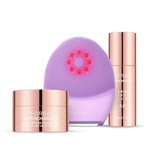 Image of FOREO Firm & Clean Bundle - Luna 4 Plus Sensitive Facial Cleansing Brush + Supercharged SERUM 2.0, 30ml + Hydrating Night Mask, 75 ml - Near Infrared Light Therapy - Microcurrent Facial Device