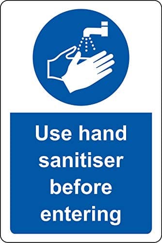 Image of Use hand sanitiser before entering Safety sign - 3mm Aluminium sign 300mm x 200mm