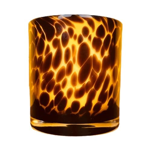 Image of Hapton House Leopard Print Tortoise Shell Glass Candle Holder - Votive and Small Pillar Candles